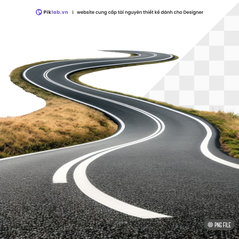 Design resource winding roadways through dry grass isolated on transparent background PNG con đường